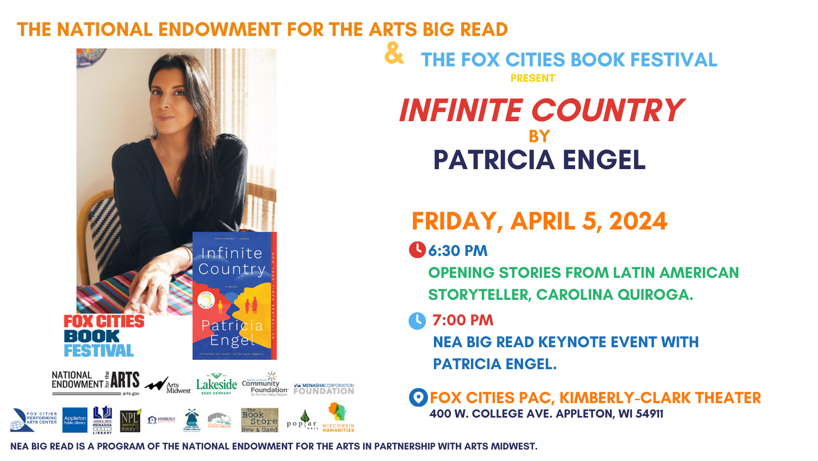 NEA Big Read Author Patricia Engel event on April 5, 2024 at 7 pm
