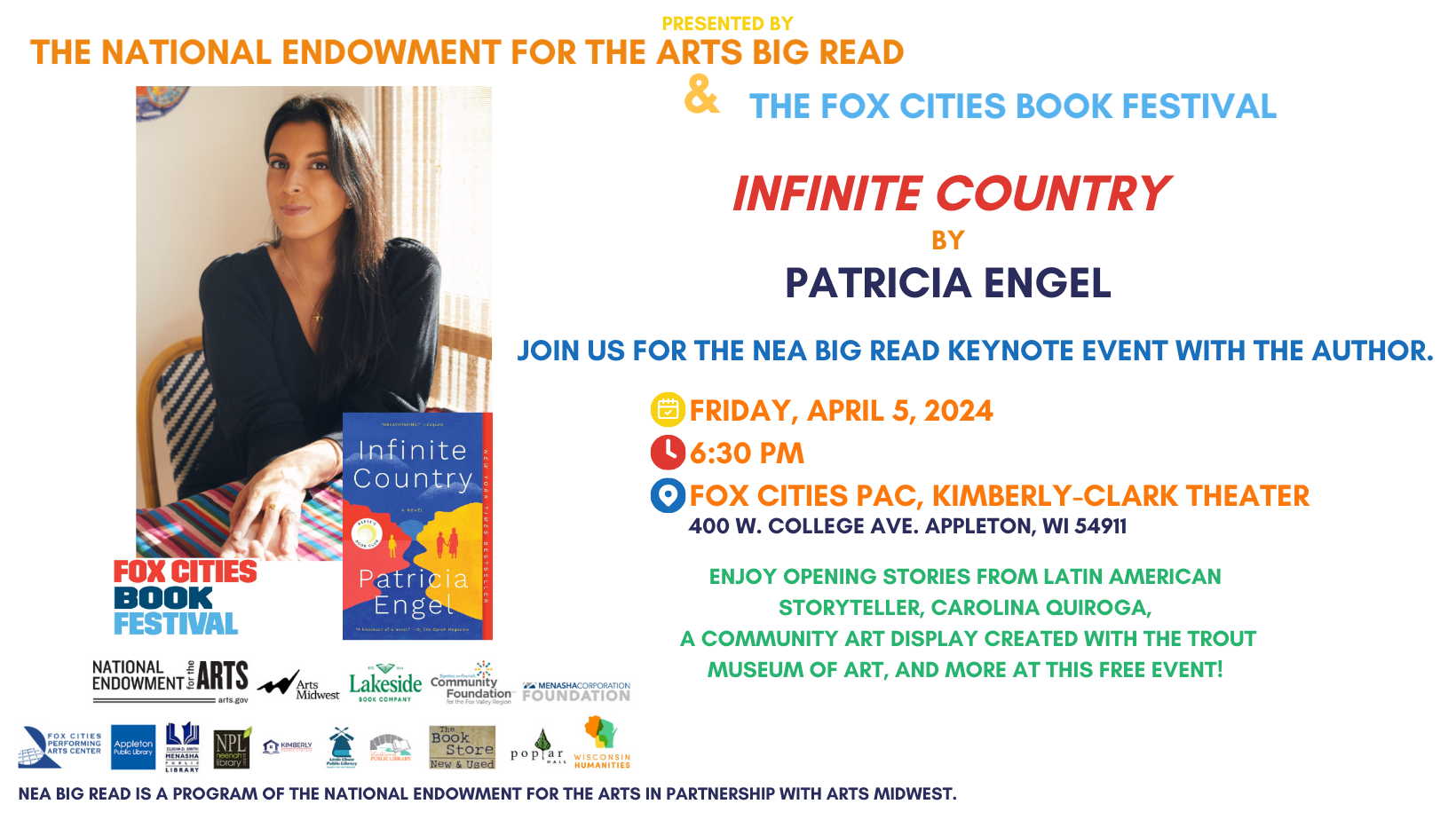 Fox Cities Reads author Patricia Engel event on Friday, April 5, 2024 at 6:30 pm Fox Cities PAC Kimberly-Clark Theater